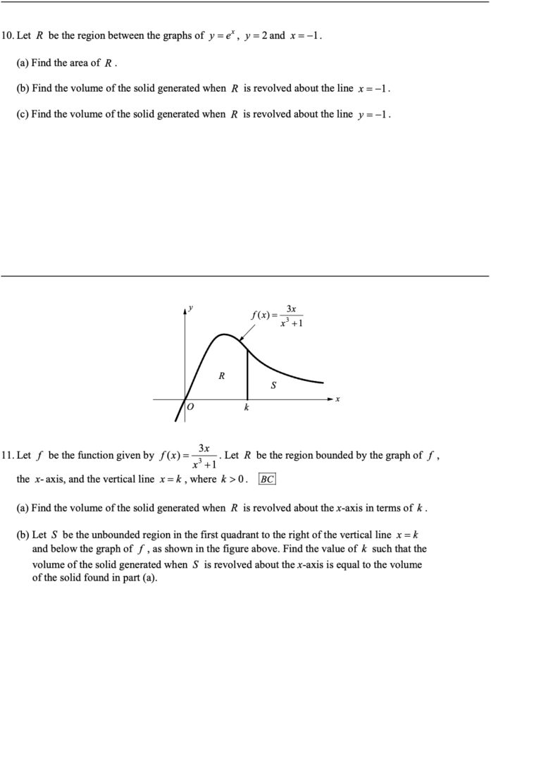 Volumes by Disk and Washers in Application of Integration